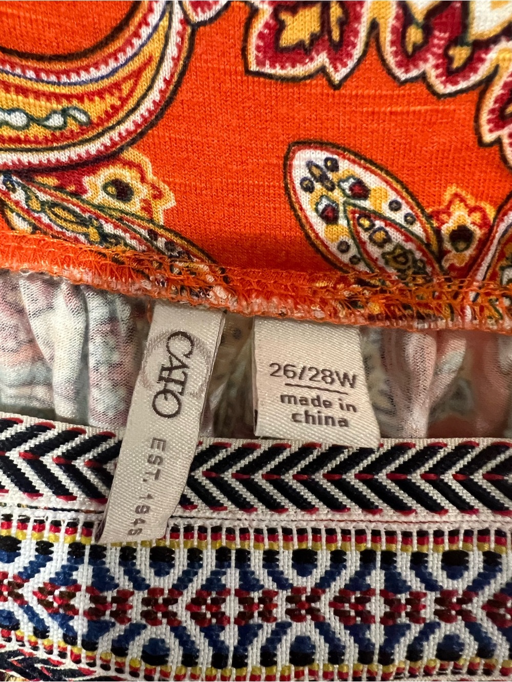 Cato Orange Paisley Square-Neck Blouse with Black-Trim - Picture 5 of 5